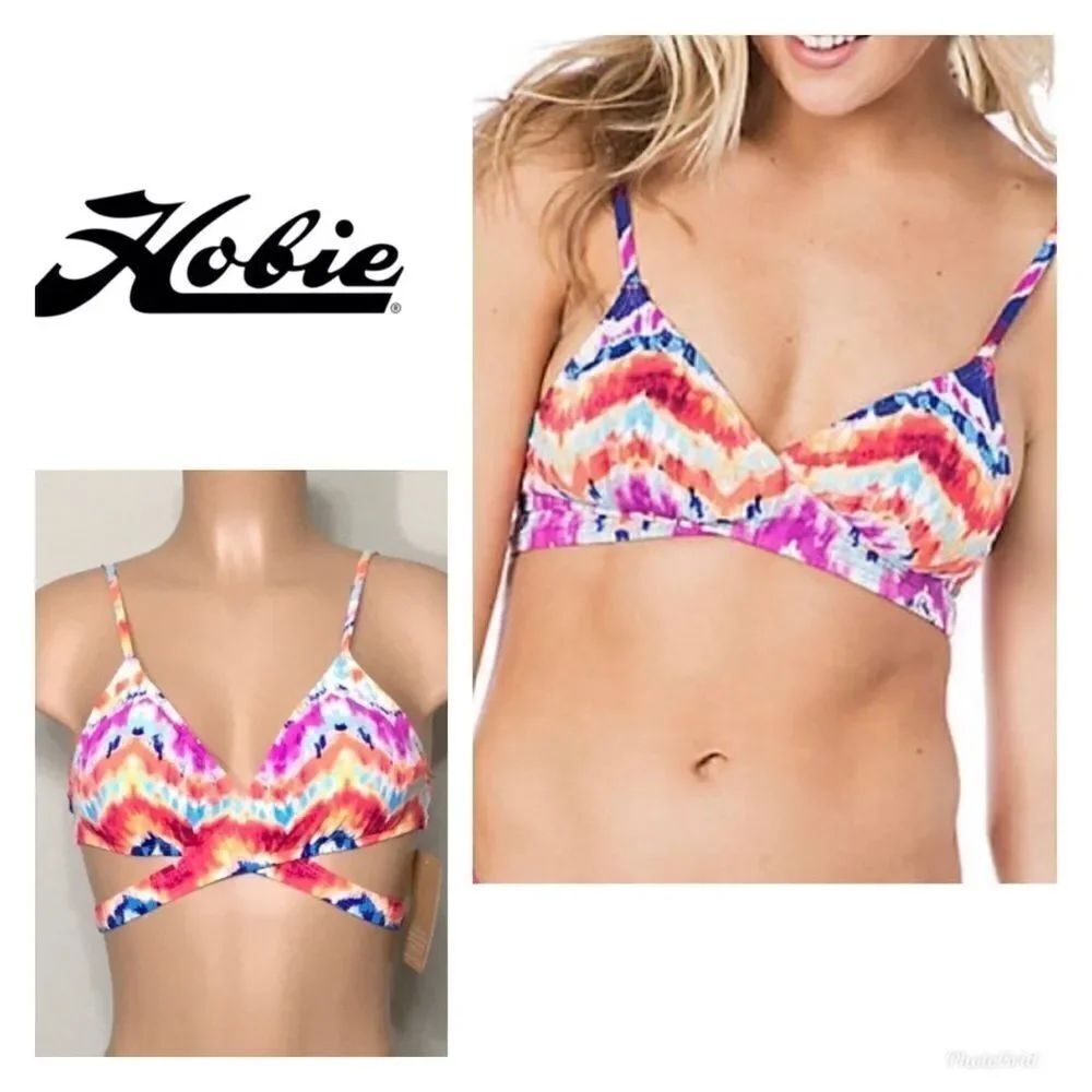 HOBIE chevron print bikini top. NWT